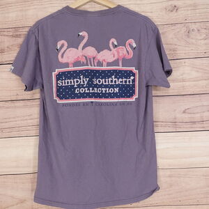 SIMPLY SOUTHERN COLLECTION FLAMINGOS FOUNDEE EN CAROLINA T-SHIRT SZ M MEDIUM